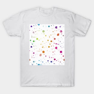 Rainbow Bright Pastel Watercolor Drops, Splatters and Dribbles T-Shirt